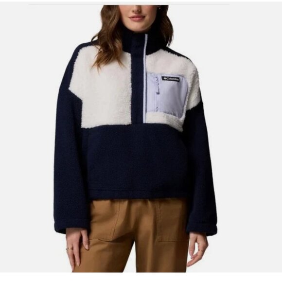 Columbia Lodge Sherpa Pullover in Dark Nocturnal  L - Picture 2 of 3